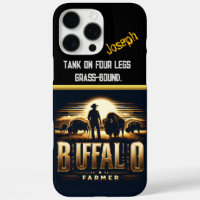 Buffalo Farmer Tending to Bison at Sunset