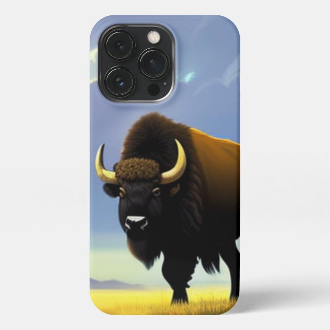 Buffalo Fields iPhone 13 Pro Slim Fit Case, Glossy iPhone Case (Back)