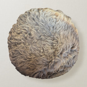 Buffalo fur photo brown hair round cushion