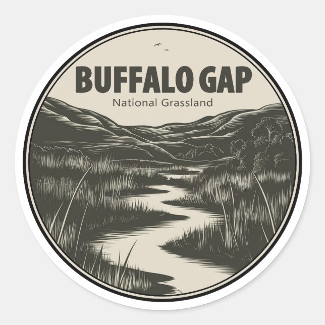 Buffalo Gap National Grassland Stream Classic Round Sticker (Front)