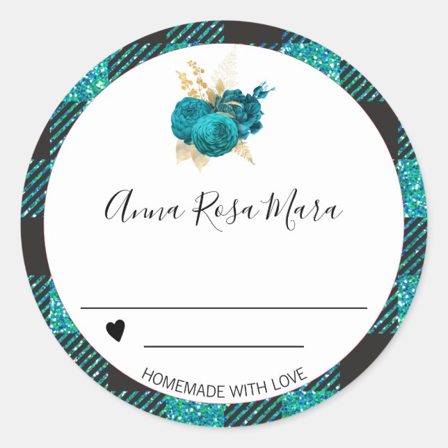 *~* Buffalo Gingham  AP30 . Canning Homemade Roses Classic Round Sticker (Front)