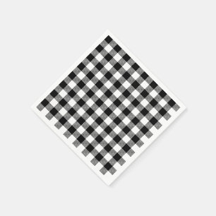 Buffalo Gingham Black And White Check Plaid Napkin