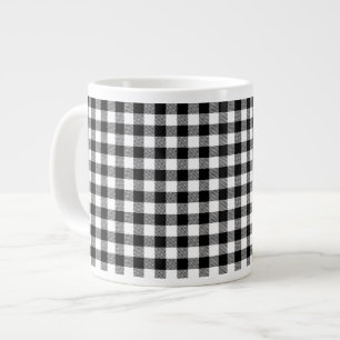 Buffalo Gingham Black And White Check Plaid Therma Large Coffee Mug