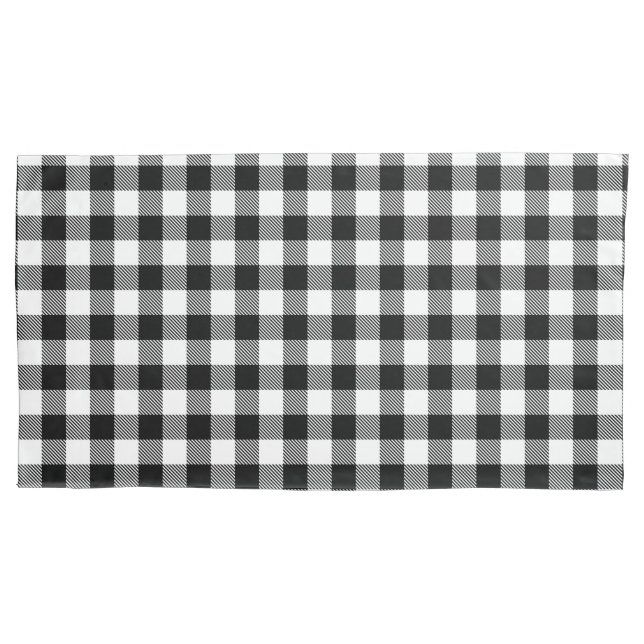 Buffalo Gingham Black And White Check Plaid Wrappi Pillowcase (Front-Left)