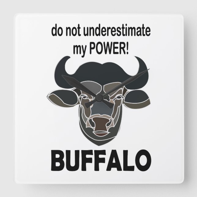 Buffalo Head Bison Animal Buffalo Square Wall Clock (Front)