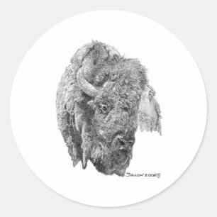 Buffalo Head Classic Round Sticker