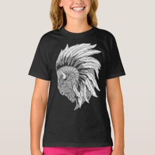 Buffalo Head With indian Headdress kids' T-Shirt