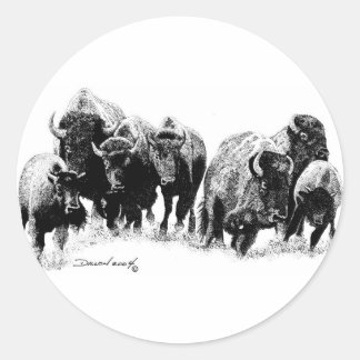 Buffalo Herd Classic Round Sticker