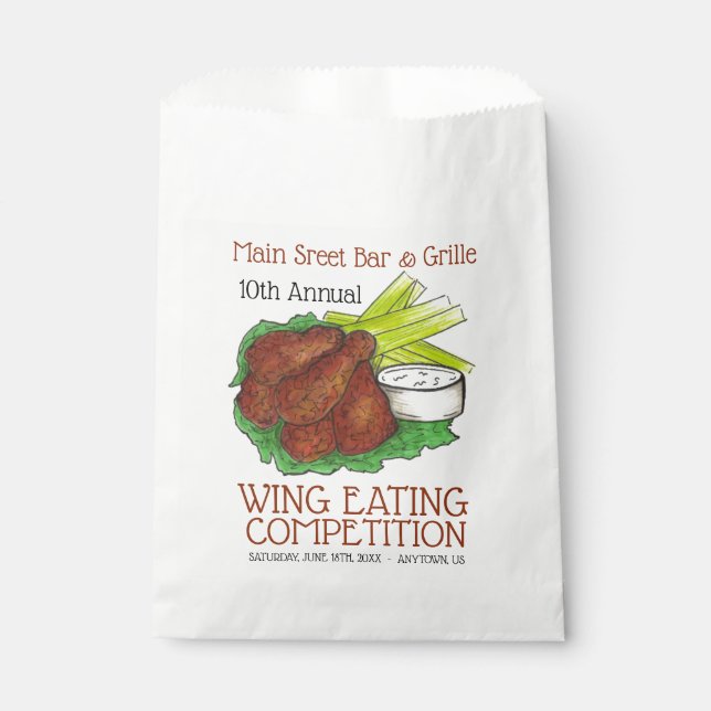 Buffalo Hot Chicken Wings Wing Eating Competition Favour Bags (Front)