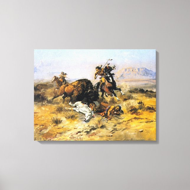 Buffalo Hunt by Charles M. Russell Canvas Print (Front)