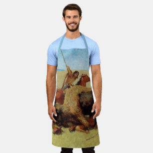 Buffalo Hunt by Remington, Vintage Native American Apron