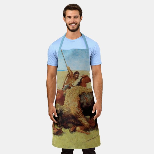 Buffalo Hunt by Remington, Vintage Native American Apron (Worn)