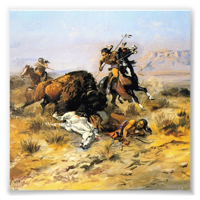 “Buffalo Hunt” Cowboy Art by Charles Russell Photo Print (Front)