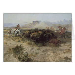 Buffalo Hunt No. 26 by CM Russell, Vintage Indians