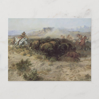 Buffalo Hunt No. 26 by CM Russell, Vintage Indians Postcard