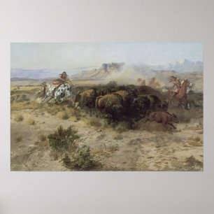 Buffalo Hunt No. 26 by CM Russell, Vintage Indians Poster