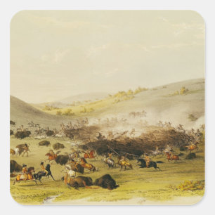 Buffalo Hunt, Surround, c.1832 Square Sticker