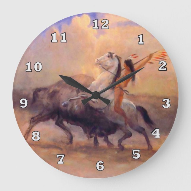 Buffalo Hunter Native American Clock (Front)