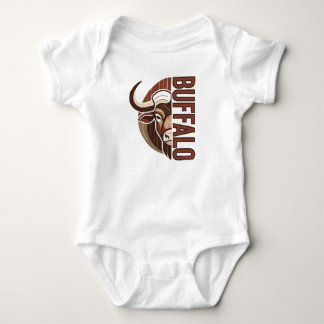 buffalo illustration with typo design baby bodysuit