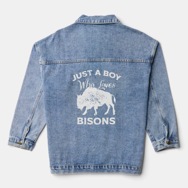 Buffalo  Just A Boy Who Loves Bisons  Denim Jacket (Back)