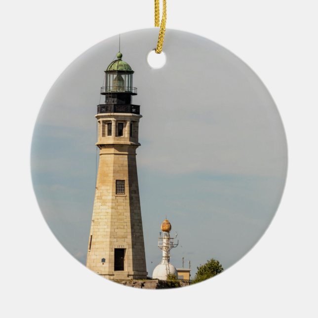 Buffalo Lighthouse Ceramic Tree Decoration (Front)