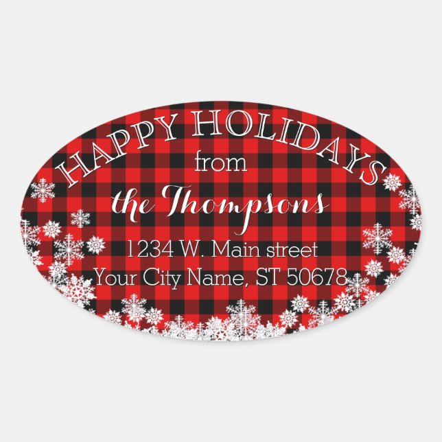 Buffalo Lumberjack Plaid Custom Name Address Label (Front)