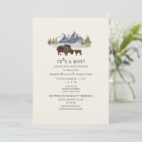 Buffalo Mama Mountain Watercolor Baby Shower 