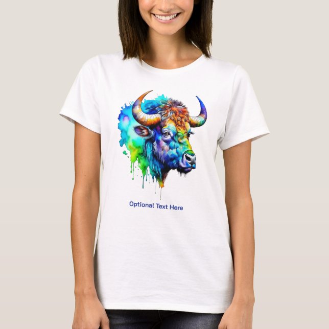 Buffalo Multicolor Paint Drip Watercolor T-Shirt (Front)