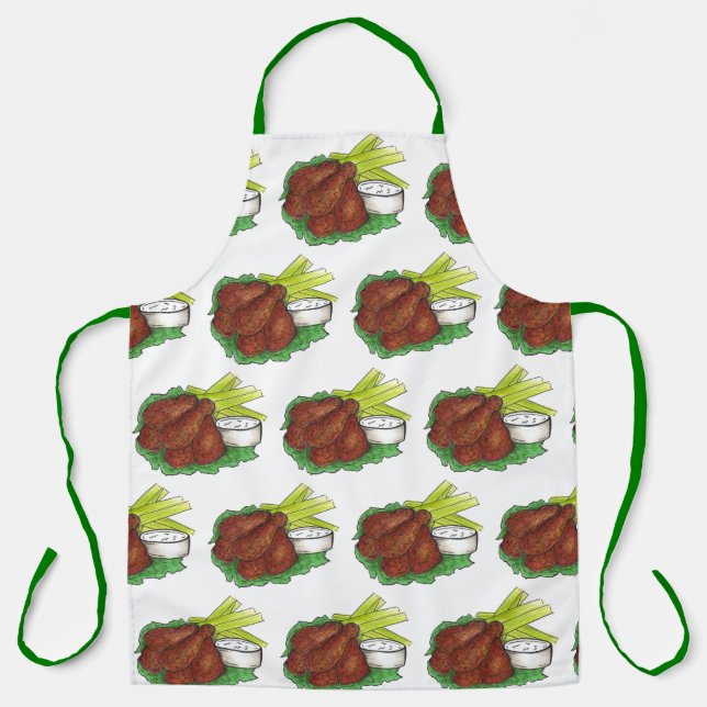 Buffalo New York BBQ Chicken Wings Celery Sticks Apron (Front)