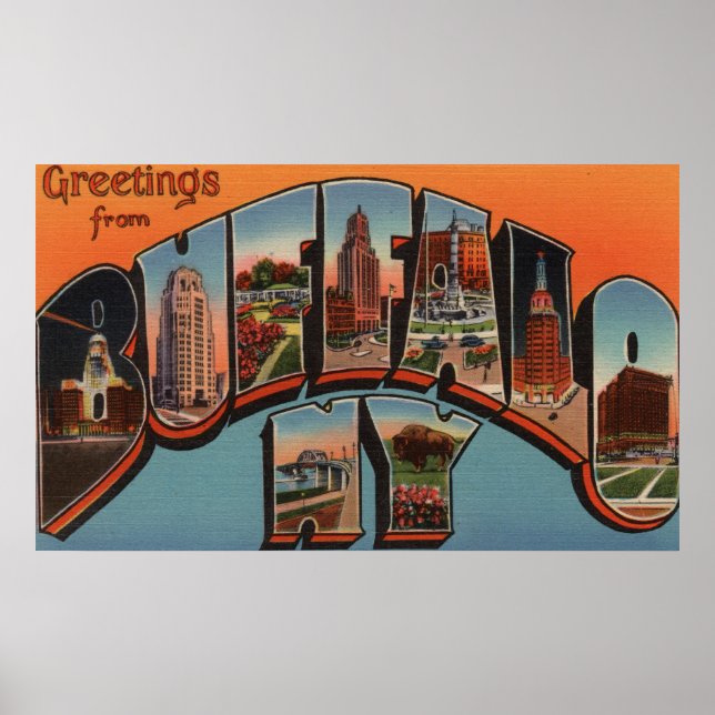 Buffalo, New York - Large Letter Scenes Poster (Front)