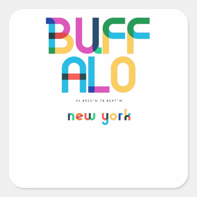 Buffalo New York Mid Century, Pop Art, Square Sticker (Front)