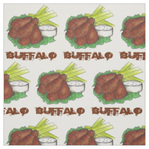 Buffalo New York NY Spicy BBQ Chicken Wings Fabric