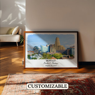 Buffalo New York Poster, Watercolor, Custom Poster