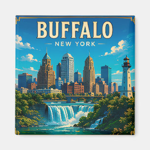 🌊 Buffalo New York Skyline And Waterfront Magnet