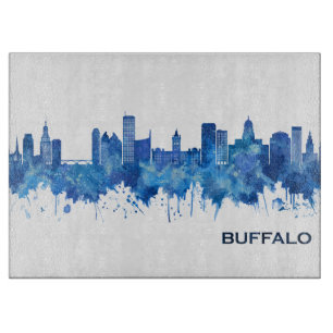Buffalo New York Skyline Blue Cutting Board