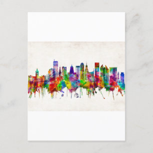 Buffalo New York Skyline Holiday Postcard