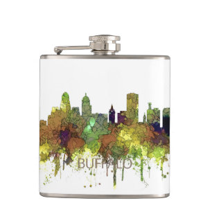 Buffalo New York Skyline SG - Safari Buff Hip Flask