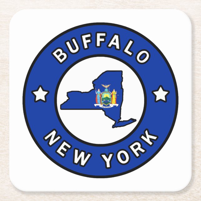 Buffalo New York Square Paper Coaster (Front)