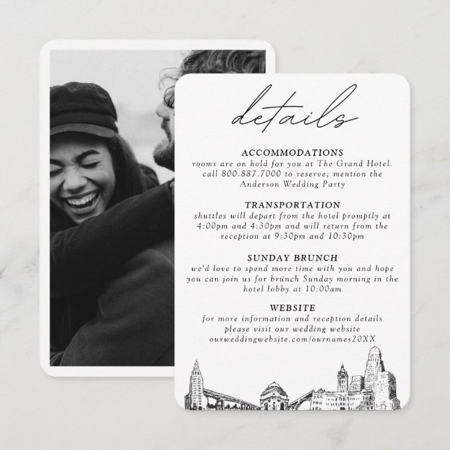 Buffalo New York Wedding Details Enclosure Card (Front/Back)