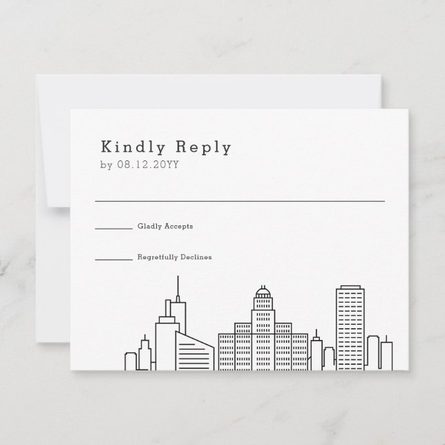 Buffalo, New York Wedding | Stylised Skyline RSVP (Front)