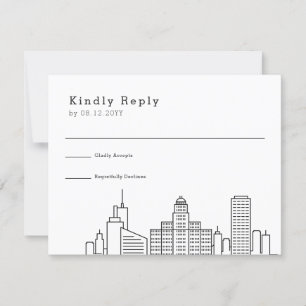 Buffalo, New York Wedding   Stylised Skyline RSVP Card