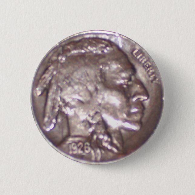 Buffalo Nickel 6 Cm Round Badge (Front)