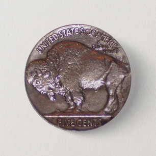 Buffalo Nickel 6 Cm Round Badge