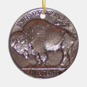 Buffalo Nickel Ceramic Tree Decoration