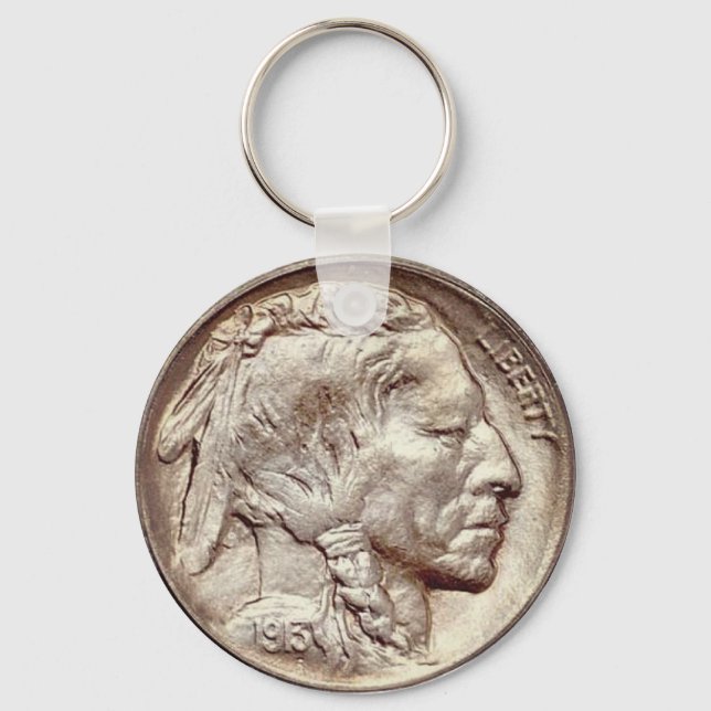 Buffalo Nickle Key Chain. Key Ring (Front)