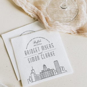 Buffalo, NY Deco Skyline   Wedding Event Napkins