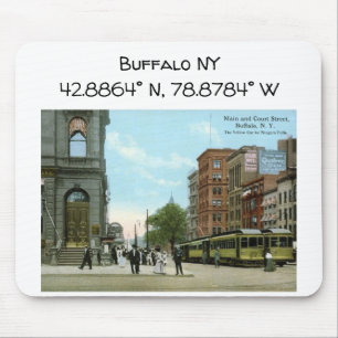 Buffalo NY Map Coordinates Vintage Style Mouse Mat