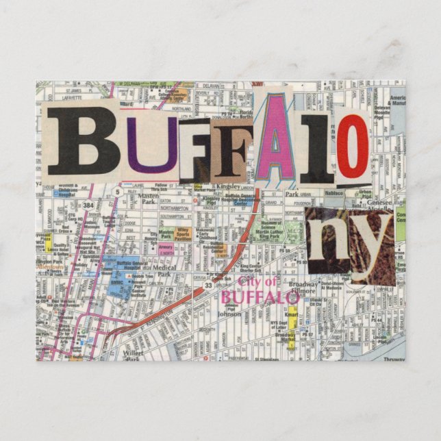 Buffalo NY Maps Collage  Postcard (Front)