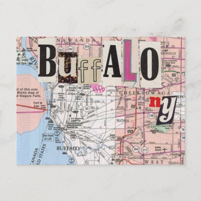 Buffalo NY Maps collage postcard (Front)