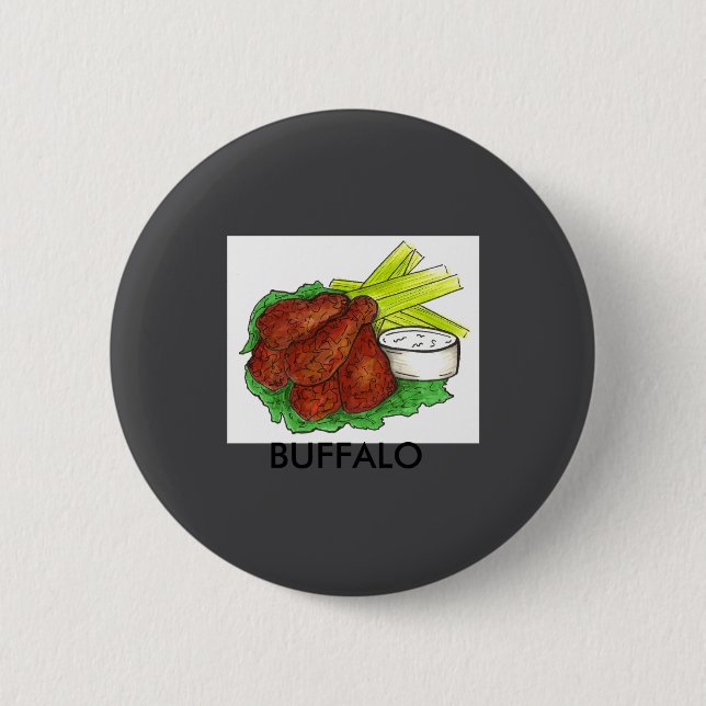 Buffalo Ny New York Hot Bbq Chicken Wings Celery _ 6 Cm Round Badge (Front)